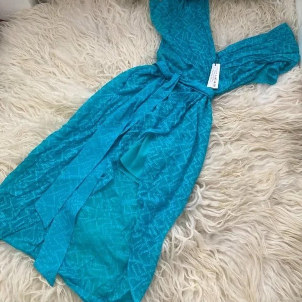 ALICE AND OLIVIA Darva Wrap-effect Swiss-dot Silk And Cotton-blend Midi Dress - Picture 3 of 14